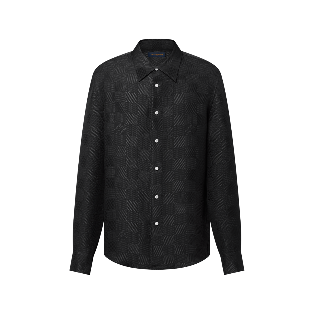 Jacquard Damier Long-Sleeved Silk Shirt - Ready-to-Wear | LOUIS